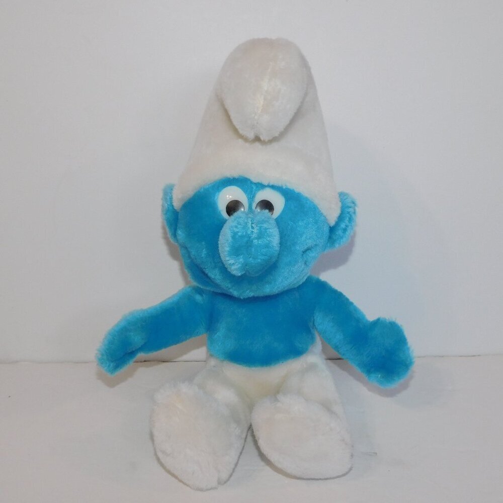 VTG 1979 Plush Stuffed Smurf PEYO Wallace Berrie Doll Toy Blue White 10"